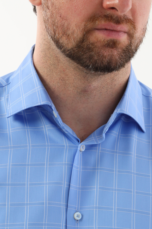 Сорочка мужская VESTER короткий рукав, цвет синий, бамбук/пэ 72915 13