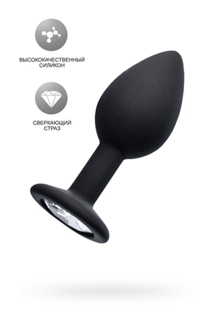 Анальная втулка POPO Pleasure со стразом S, силикон, черная, Ø 2,8 см