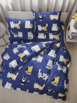 Простынь на резинке перкаль Сказка "Котятки" 180x200 см