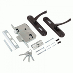 Замок врезной цилиндровый с защелкой в комплекте с ручкой Омега ЗВ7 медь , 4 кл. 14686