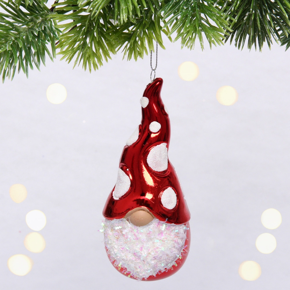 Елочная игрушка «Новогодний лесовичок» 5,5*6*12,5 см, красный