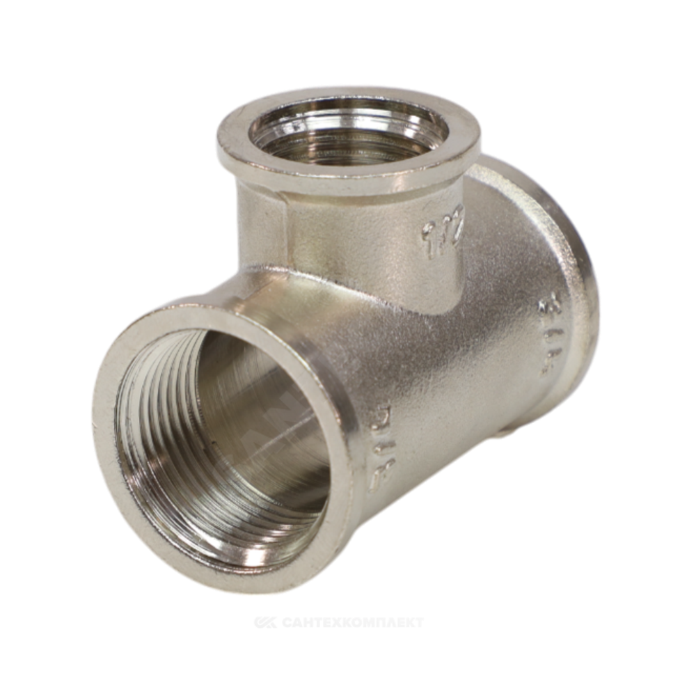 Тройник латунь никель переходной Ду 25х15х25 (1"х1/2"х1") ВР VALFEX VF.750.N.100.012.100