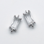 Коннектор, цвет серебро (родий)+прозрачный, размер 17*4 мм, цена за 1 шт