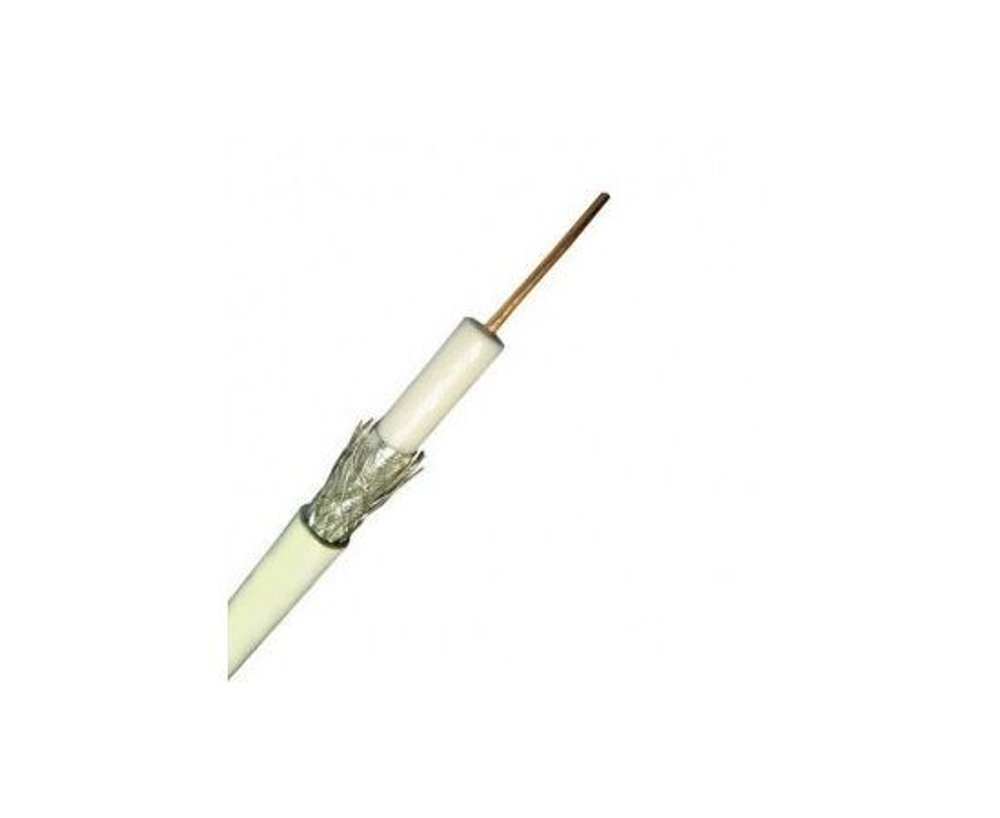 Кабель коаксиальный RG-6U, 75 Ом (CCS, оплетка 48 нитей AL), белый (100м) NETKO Optima