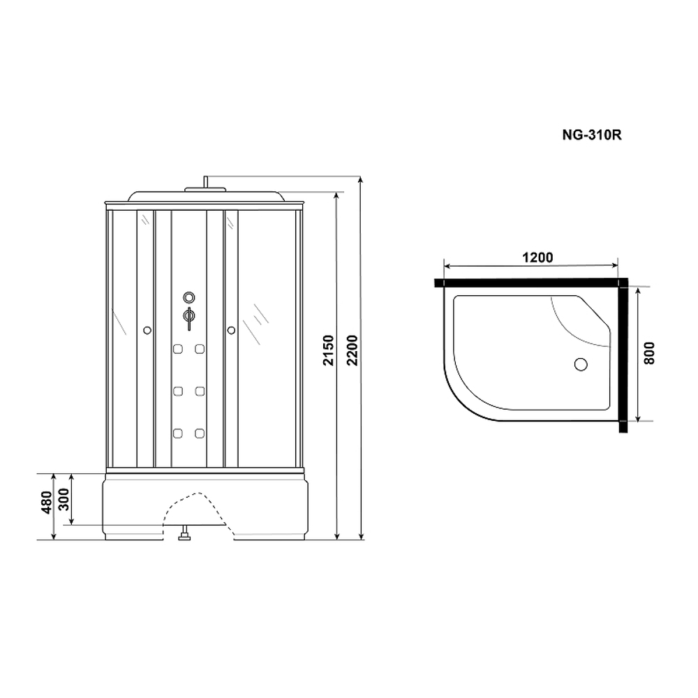 Душевая кабина Niagara Ultra 120x80 R NG-310-01R с гидромассажем
