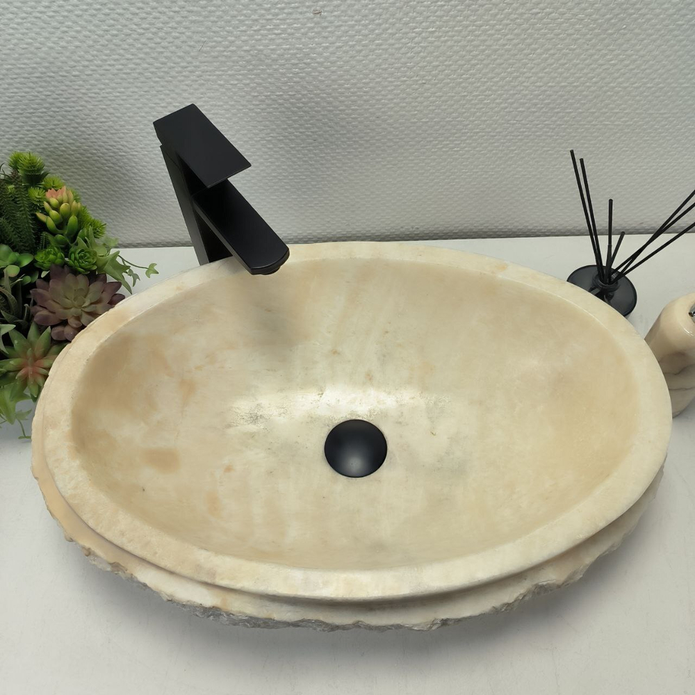 Раковина из оникса Oval White Marmo Wave OO-62640 58*38*15