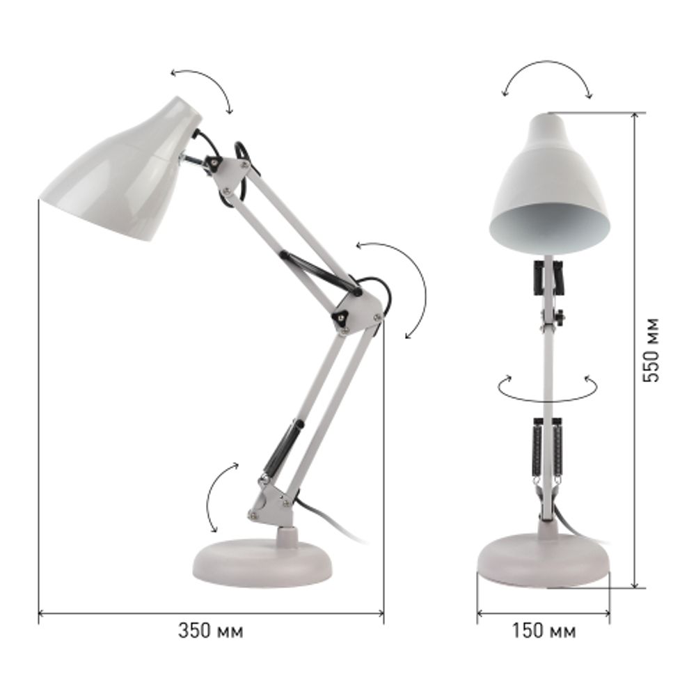 Настольный светильник ЭРА N-123-Е27-40W-GY серый | Настольные светильники под лампу