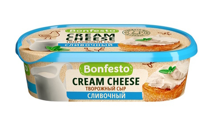 Творожный сыр "Cream Cheese Bonfesto" Сливочный 65% 140г Туровский МК
