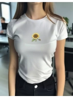 Футболка больших размеров с принтом подсолнух