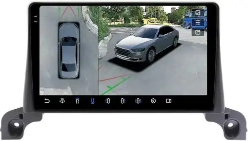 Магнитола для Peugeot 3008, 5008 2016-2022, 4008 2020+ - FarCar BX9-360-9638 монитор 9.5" 2K QLED на Android 13, Быстрая, CarPlay, 4G SIM-слот, 4 камеры в комплекте