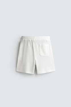 ZARA ШОРТЫ-ДЖОГГЕРЫ С ВАФЕЛЬНОЙ ФАКТУРОЙ, ЖЕЛТОВАТО-БЕЛЫЙ
