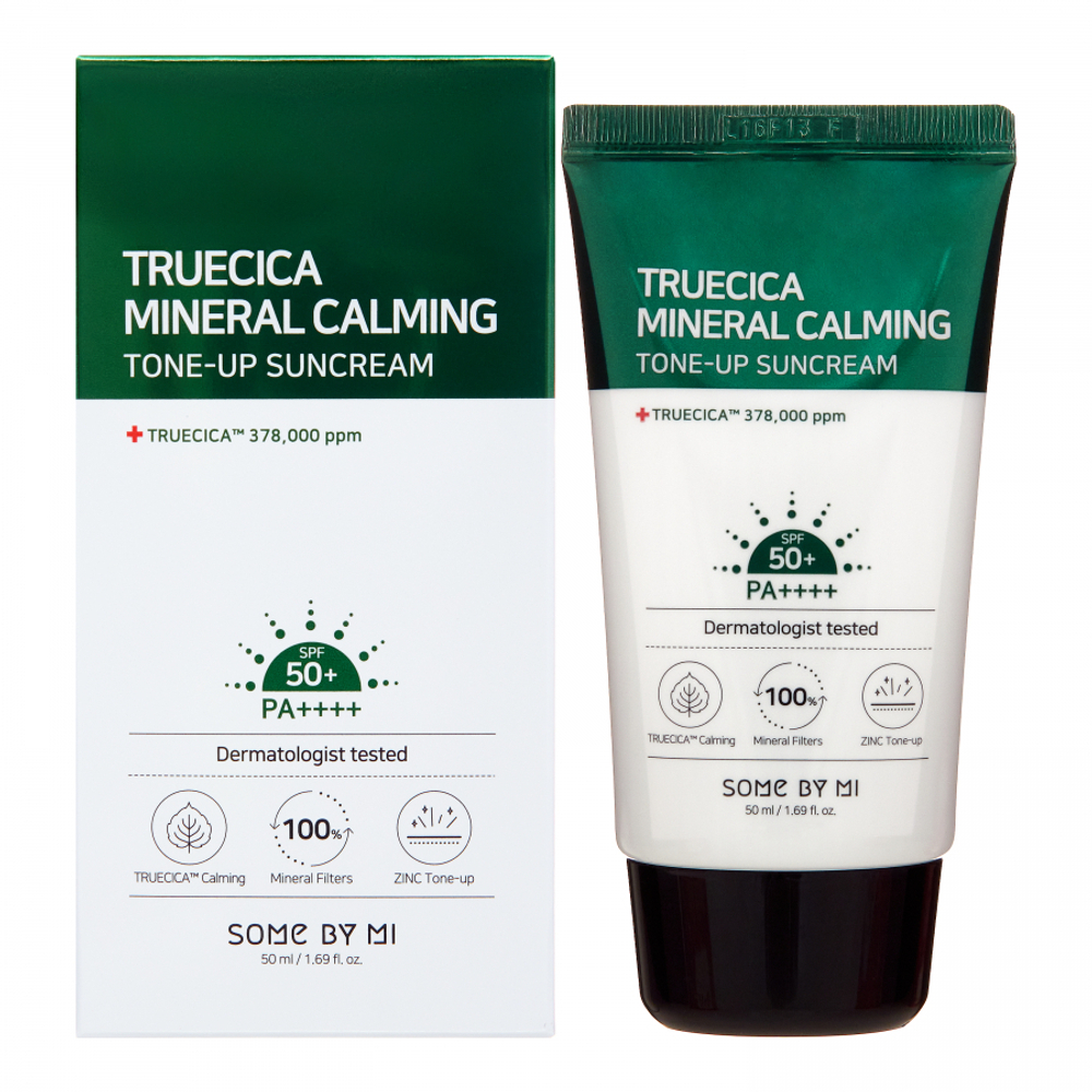 SOME BY MI TRUECICA MINERAL CALMING TONE-UP SUNCREAM Успокаивающий укрепляющий солнцезащитный крем с экстрактом центеллы азиатской 50мл