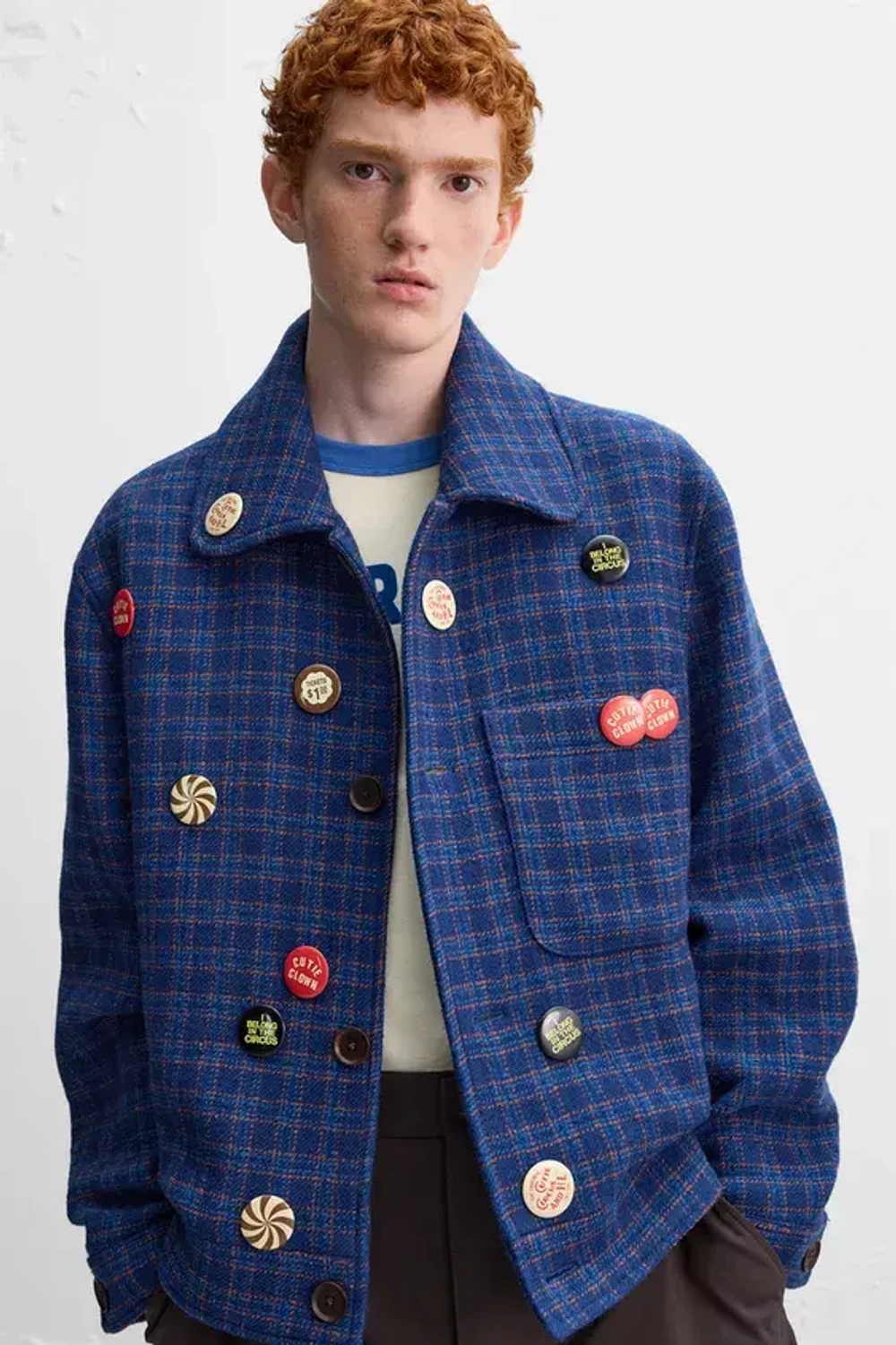 ZARA Х HARRY LAMBERT КУРТКА В КЛЕТКУ, СИНИЙ