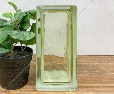 Стеклоблок Vitrablok Половинка Коричневый Волна 19x9x8 - окрашенный внутри