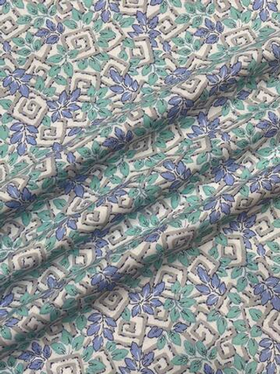 Хлопок Liberty белый с мятно-голубым принтом The London Parks Collection - Coronation Gardens