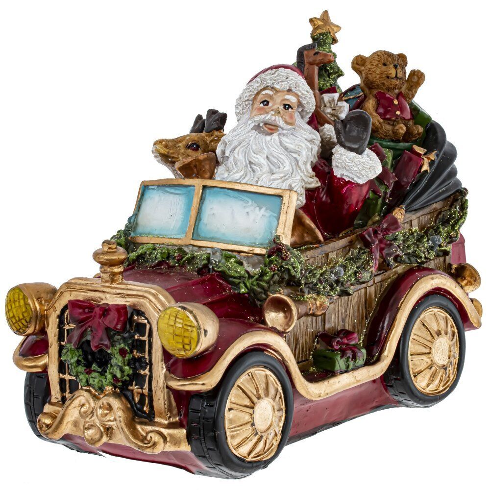 GAEM Фигурка декоративная "Дед Мороз на машине" с подсвет (2xAA н/п), L25 W12 H16 см