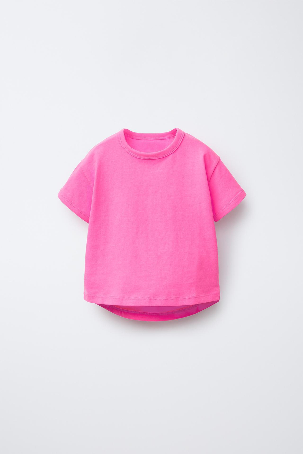 ZARA ОДНОТОННАЯ ФУТБОЛКА, ЯРКО-РОЗОВЫЙ