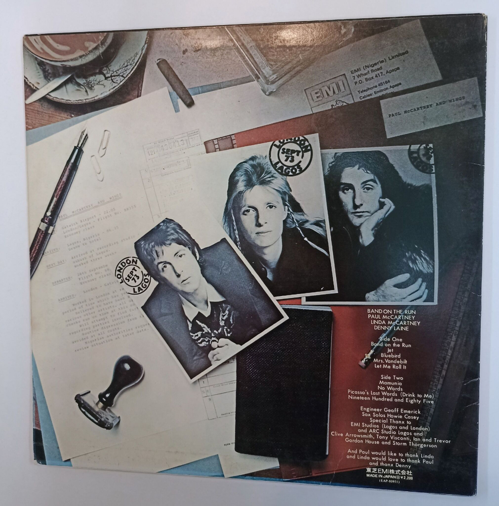 Винтажная виниловая пластинка LP Paul McCartney and Wings Band On The Run (Japan 1973) (No Obi)