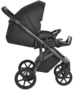 Детская коляска Roan Bass Next Кожа 3 в 1 с автокреслом Tutis Elo Black RN088/1 Black/Black