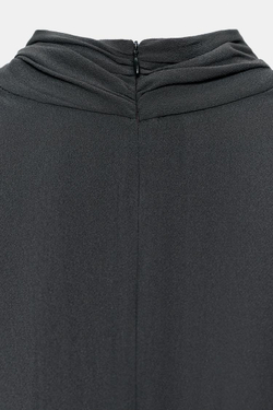 ZARA КОРОТКОЕ ПЛАТЬЕ С ВОЛАНАМИ ИЗ БАРХАТА, ТЕМНЫЙ СВИНЕЦ