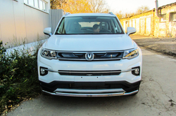 Защита переднего бампера (нержавейка) Changan CS35Plus (2018-2023) d42+d32
