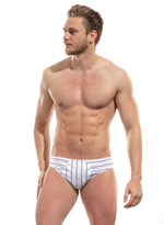 Набор из 3 мужских трусов-слип в полоску (Размер: XL) (Цвет: белый с голубым)