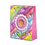 Пакет подарочный бумажный Alingar, (L+) 26х32х10 см, вертикальный, "Объемный цветочек", матов. ламинация, эффект 3D, ассорти