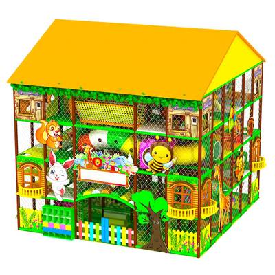 Детский игровой лабиринт с крышей «Мир добрых зверей» 7,38×7,38×6,1 м