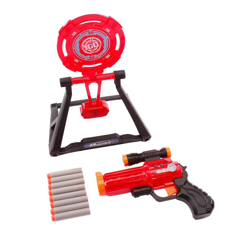 Пистолет с мягк.пулями и мишенью, коробка 592D