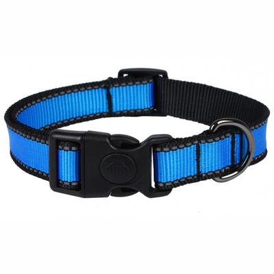 Ошейник look s нейлон фиксатор св/от 15" 25-35 rich breed онл-115 голубой
