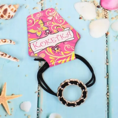 Резинка для волос 1шт «Кокетка - Aks Bambina chain», круг, микс 2 цвета, d-5см