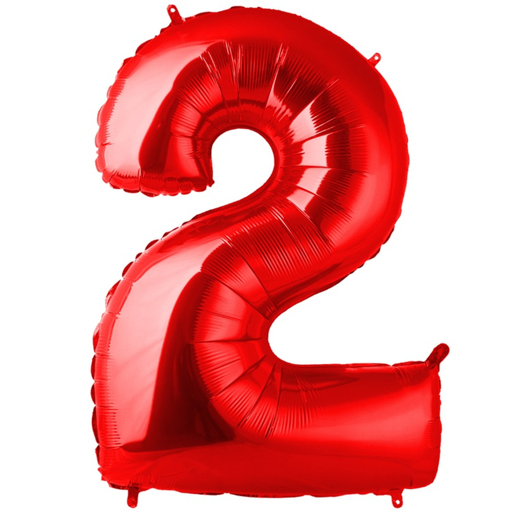 Шар фольгированный Цифра 2 101 см (Красный)
