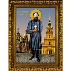 Григорий Распутин в полный рост. Икона на холсте.