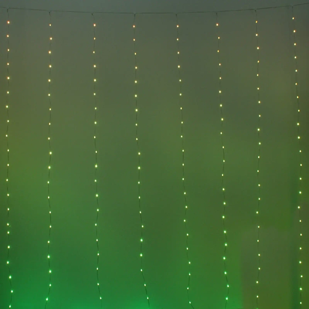 Гирлянда для дома ЗАНАВЕС ш3м* в3м 300 ламп LED, прозрачный провод, более 200 реж, IP-44 (управление с пульта д/у и с телефона). Мультицвет