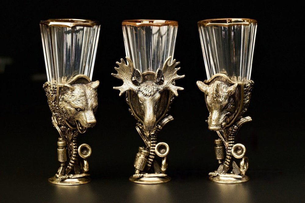 Набор рюмок-лафитников "Трофейная охота" 6 шт. в подарочном кейсе с художественным оформлением