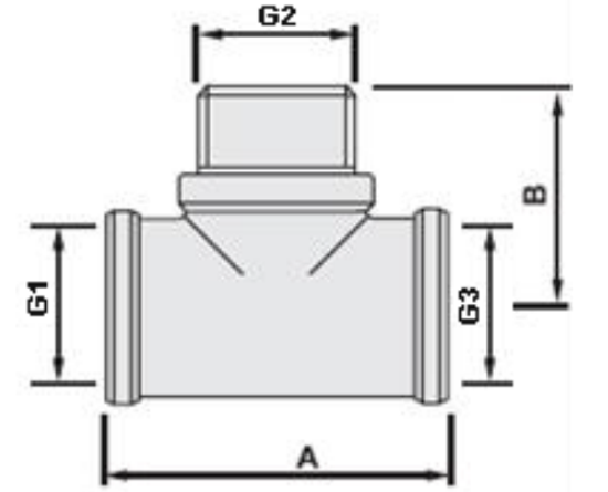 Тройник Valtec 3/4"х3/4"х3/4" ВР/НР/ВР латунный никелированный VTr.132.N.0005