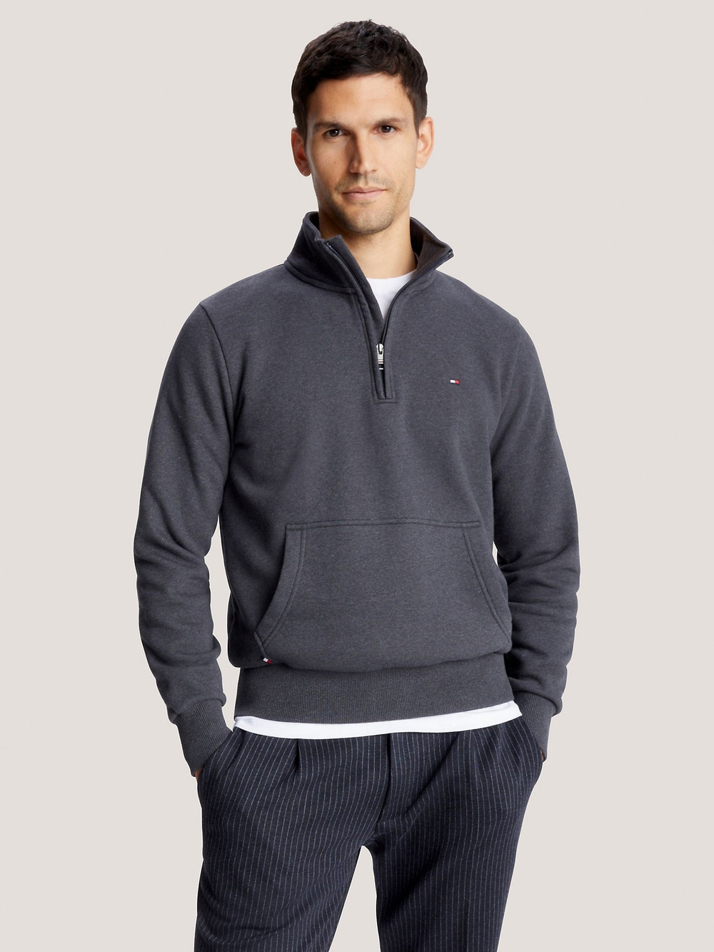 Свитшот Tommy Hilfiger Flag Logo Quater-Zip Grey Heather