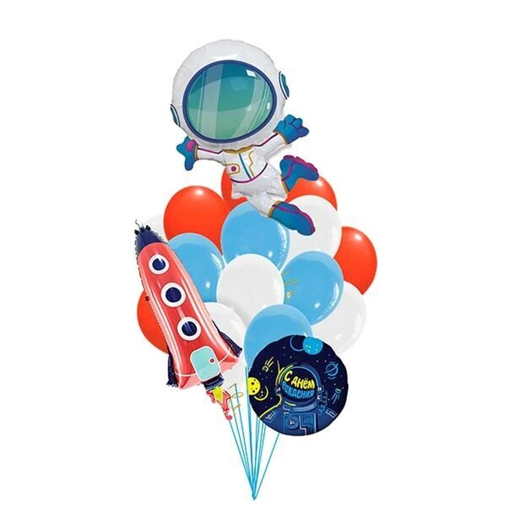 Композиция из шаров "Космонавт и ракета"