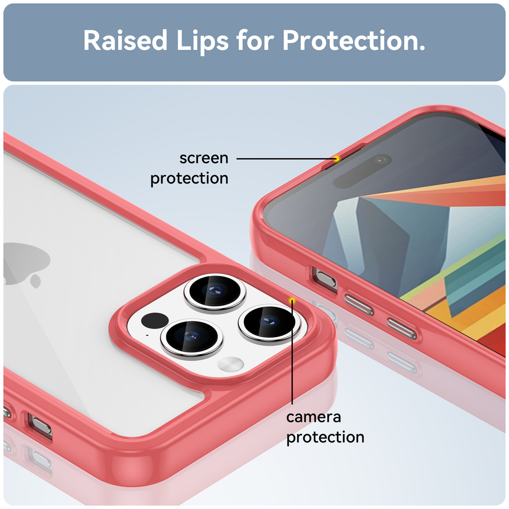 Чехол с усиленными боковыми рамками красного цвета для смартфона iPhone 15 Pro Max, мягкий отклик кнопок