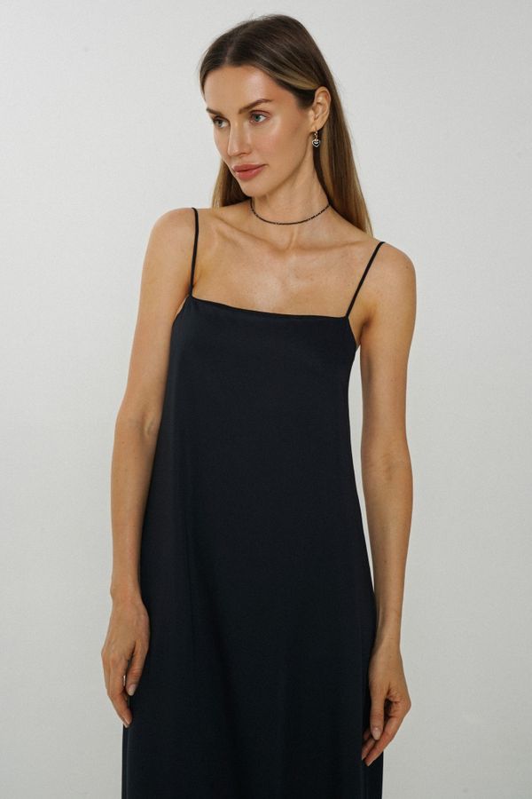 Платье-комбинация А-силуэта AD044 черное - фото 2