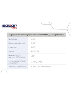 Лента уплотнительная самоклеящаяся ISOLONTAPE Euroband, высокая адгезия, 50мм х 30м, серая