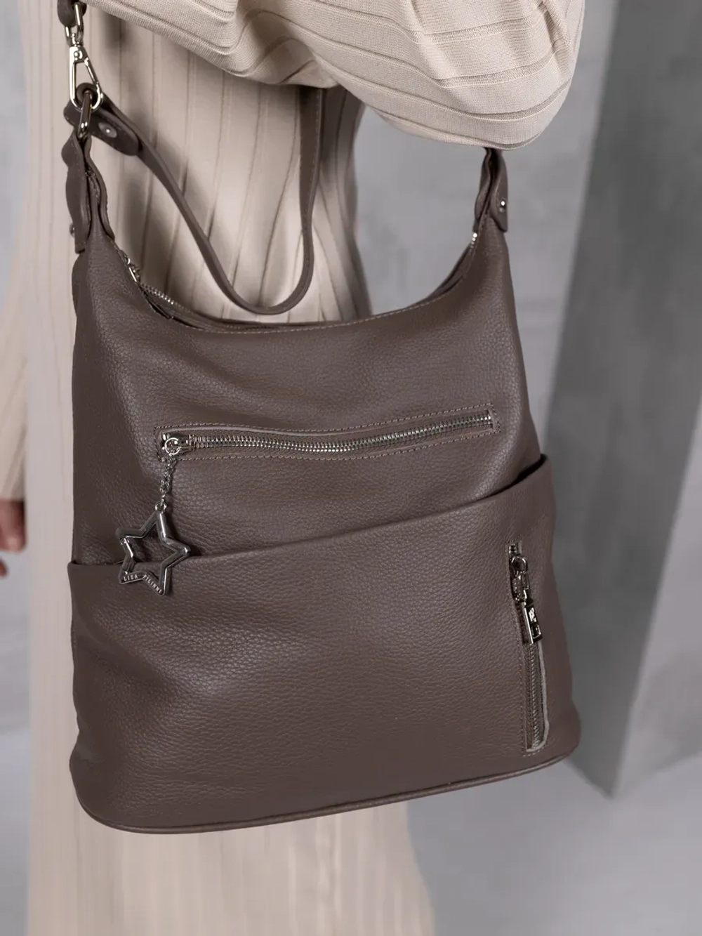 Сумка через плечо шоппер натуральная кожа