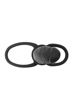 Насадка на пенис для двойного проникновения Black&Red by TOYFA , силикон, чёрный, 16,5 см