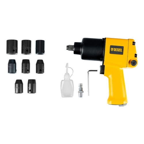 Ударный пневмогайковерт IW860+набор головок, 1/2", 7000 об/мин, 868 Нм// Denzel
