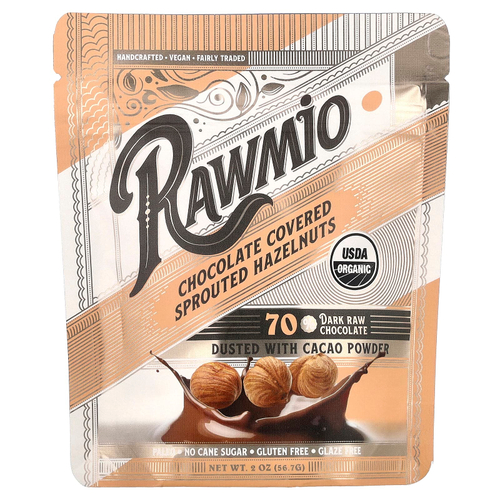 Rawmio, Пророщенный фундук в шоколаде, 56,7 г (2 унции)