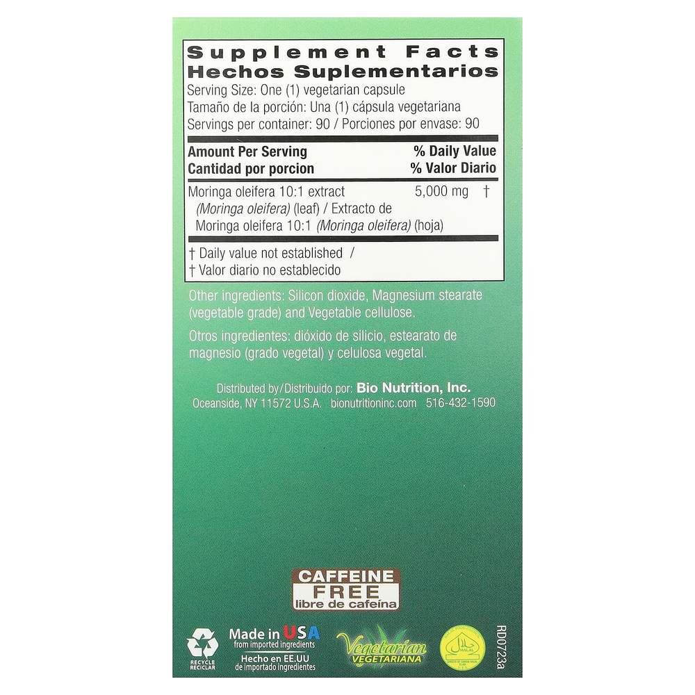 Bio Nutrition, Моринга 5000, 5000 мг, 90 вегетарианских капсул