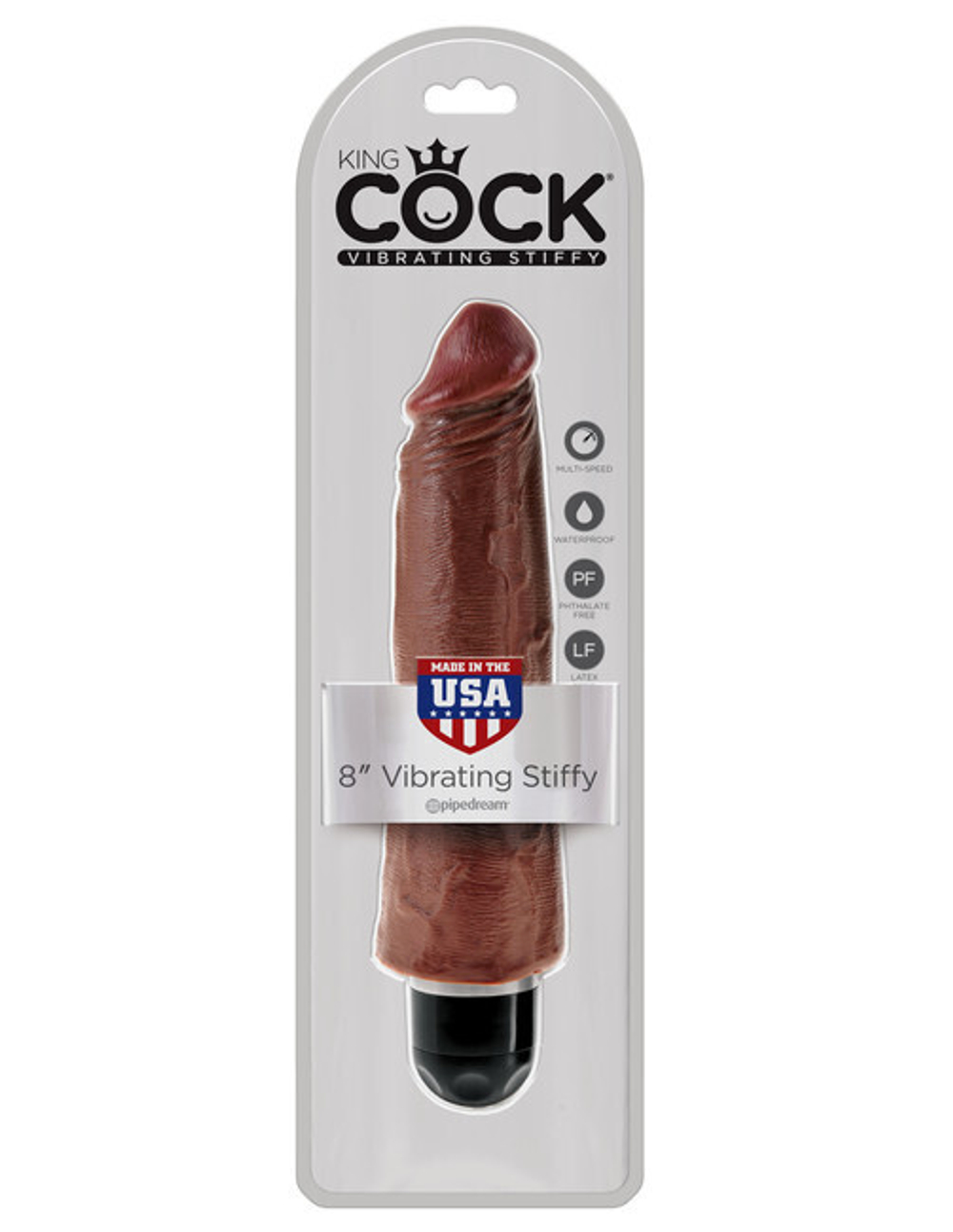Реалистичный коричневый фаллос с вибрацией King Cock 8" VIbrating Stiffy (Цвет: коричневый)