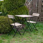 Комплект садовой мебели Тэрно из массива березы с нержавеющим стальным каркасом, складной стол и 2 складных стула для улицы, дачи, кафе, в натуральной отделке