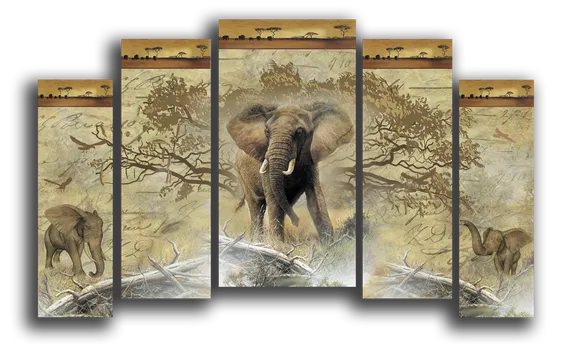 Модульная картина "Африканские слоны"