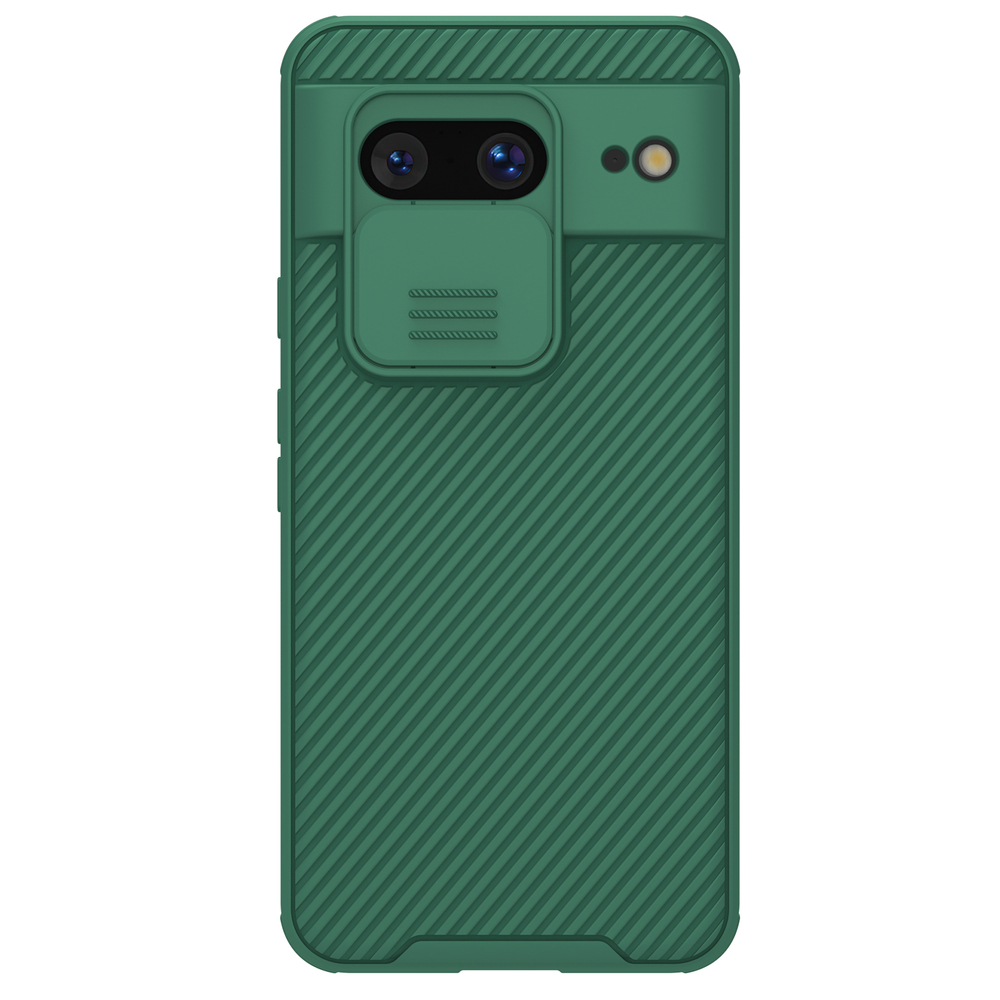 Чехол зеленого цвета (Deep Green) с защитной шторкой для камеры от Nillkin на Google Pixel 8, серия CamShield Pro Case